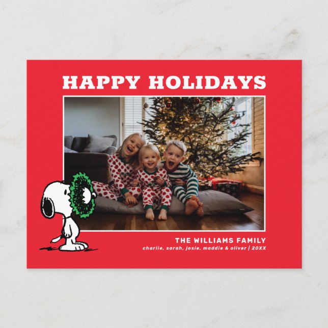 Snoopy Christmas Family Photo Holiday Postcard (Front)