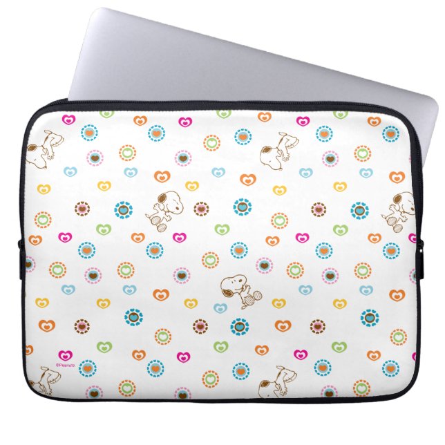Snoopy Colourful Hearts Pattern Laptop Sleeve (Front)