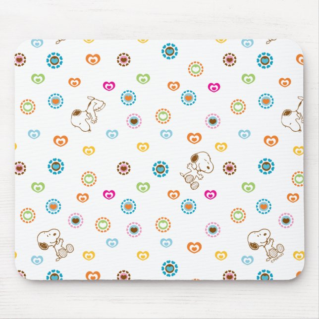 Snoopy Colourful Hearts Pattern Mouse Pad (Front)