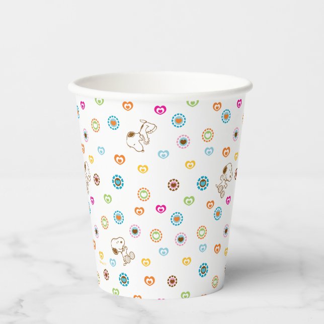 Snoopy Colourful Hearts Pattern Paper Cups (Front)