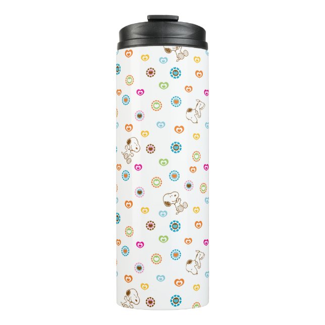 Snoopy Colourful Hearts Pattern Thermal Tumbler (Front)