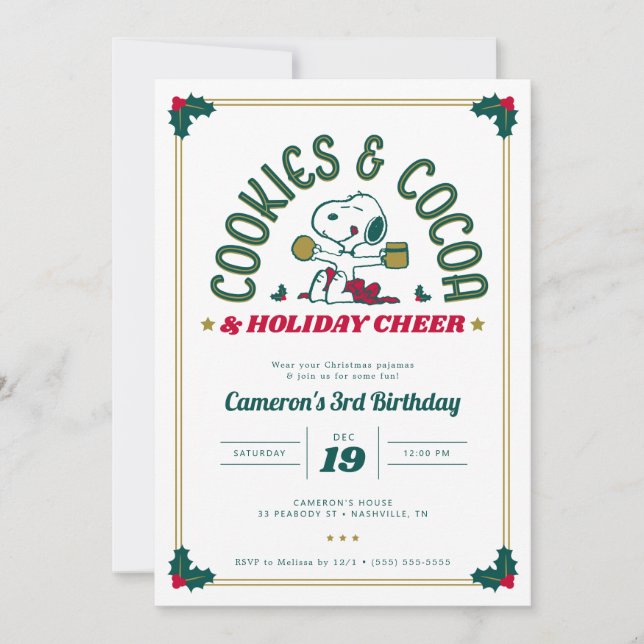 Snoopy | Cookies & Cocoa Birthday Invitation (Front)