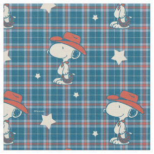 Snoopy Cowboy Plaid and Star Fabric