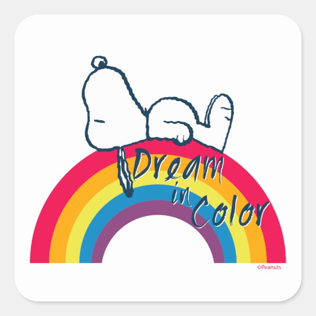 Snoopy | Dream in Colour Rainbow Square Sticker (Front)