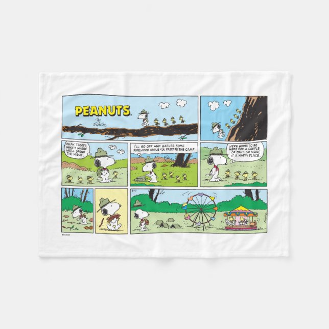 Snoopy & Friends | Go Camping Fleece Blanket (Front (Horizontal))