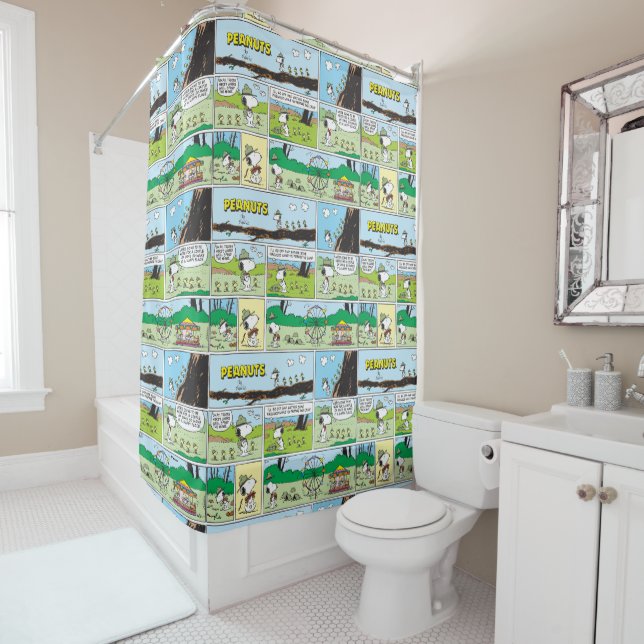 Snoopy & Friends | Go Camping Shower Curtain (In Situ)