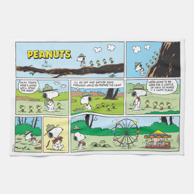 Snoopy & Friends | Go Camping Tea Towel (Horizontal)