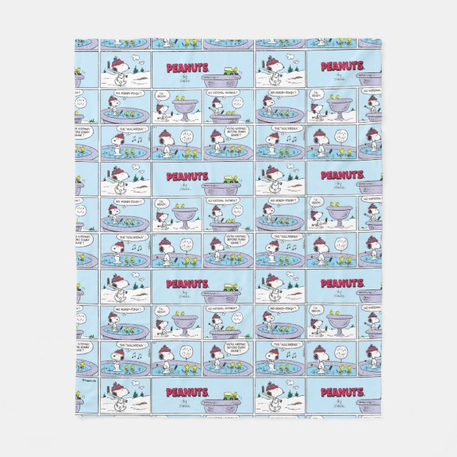 Snoopy & Friends Hockey Game Fleece Blanket (Front)