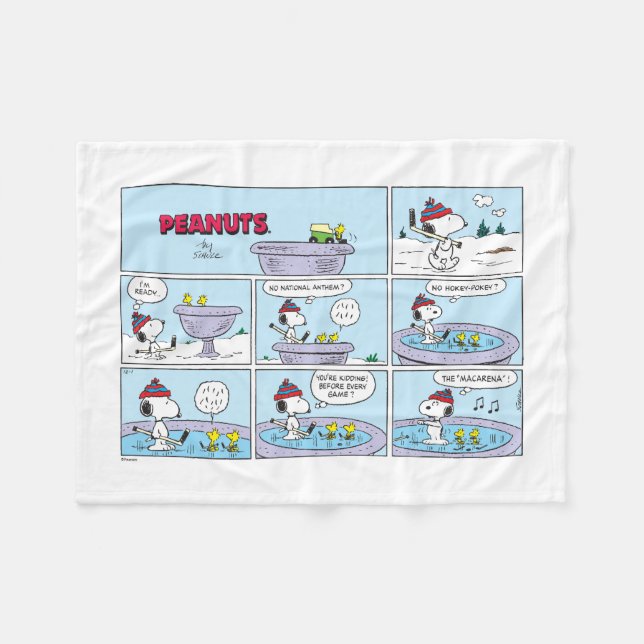 Snoopy & Friends Hockey Game Fleece Blanket (Front (Horizontal))