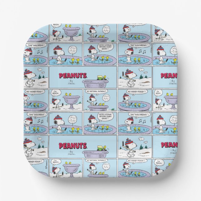 Snoopy & Friends Hockey Game Paper Plate (Front)