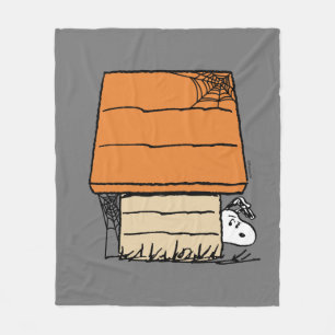 Snoopy Halloween Spider Web Doghouse Fleece Blanket
