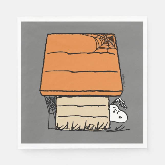 Snoopy Halloween Spider Web Doghouse Napkin (Front)