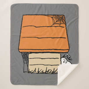 Snoopy Halloween Spider Web Doghouse Sherpa Blanket
