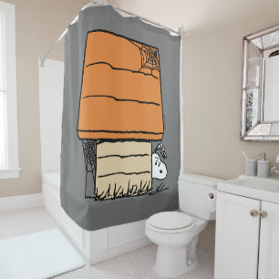Snoopy Halloween Spider Web Doghouse Shower Curtain