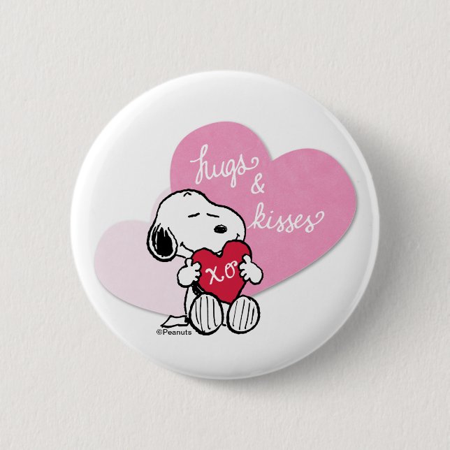 Snoopy Hugs & Kisses 6 Cm Round Badge (Front)