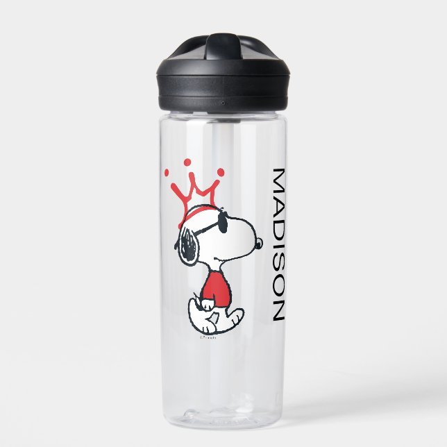 Snoopy - Joe Cool Crown | Add Your Name Water Bottle (Front)
