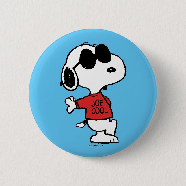 Snoopy "Joe Cool" Standing 6 Cm Round Badge (Front)
