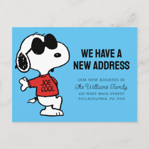 Snoopy "Joe Cool"   We Have A New Address Postcard