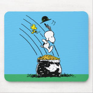 Snoopy Jumping into Pot of Gold Mouse Pad