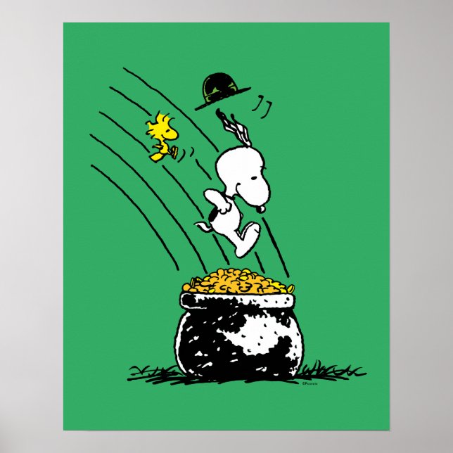 Snoopy Jumping into Pot of Gold Poster (Front)