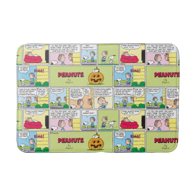 Snoopy & Linus | The Great Pumpkin News Bath Mat (Front)