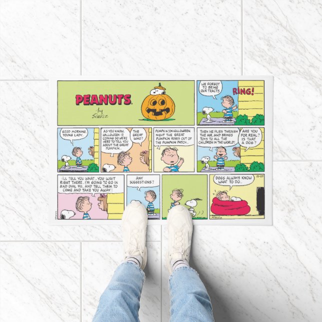 Snoopy & Linus | The Great Pumpkin News Doormat (Indoor)