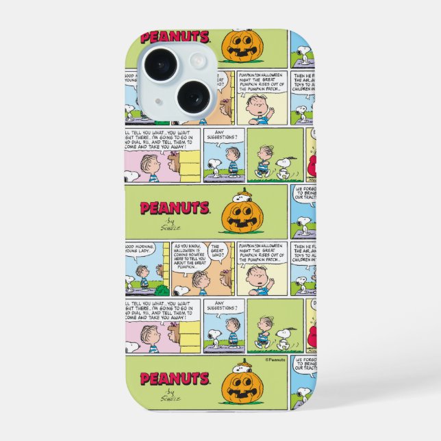 Snoopy & Linus | The Great Pumpkin News iPhone 15 Case (Back)