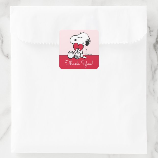 Snoopy | Little Sweetheart Baby Shower Square Stic Square Sticker (Bag)