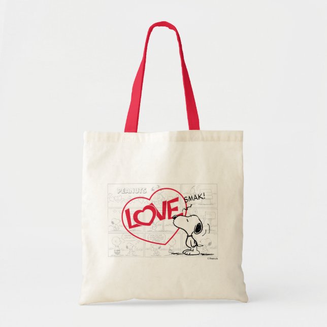 Snoopy "Love" Comic Strip Graphic Tote Bag (Front)