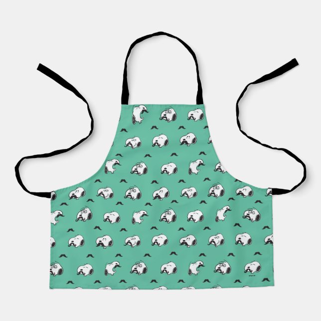 Snoopy Moustaches & Teal Pattern Apron (Front)