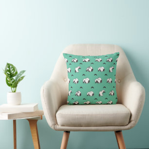 Snoopy Moustaches & Teal Pattern Cushion
