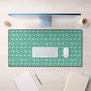 Snoopy Moustaches & Teal Pattern Desk Mat