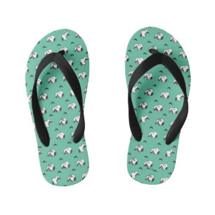 Snoopy Moustaches & Teal Pattern Kid's Thongs