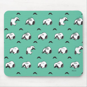 Snoopy Moustaches & Teal Pattern Mouse Pad