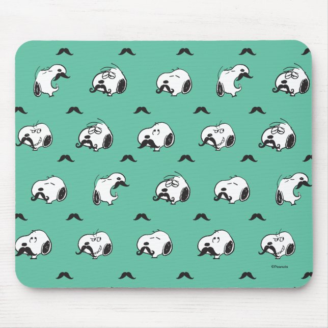 Snoopy Moustaches & Teal Pattern Mouse Pad (Front)