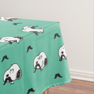 Snoopy Moustaches & Teal Pattern Tablecloth