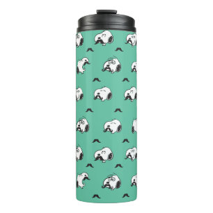 Snoopy Moustaches & Teal Pattern Thermal Tumbler
