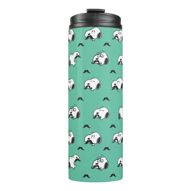 Snoopy Moustaches & Teal Pattern Thermal Tumbler (Front)