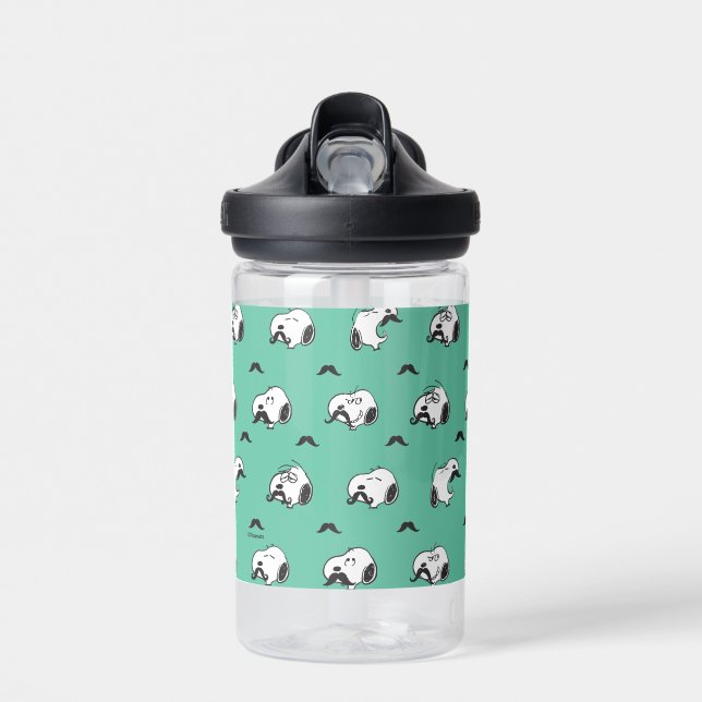Snoopy Moustaches & Teal Pattern Water Bottle (Front)