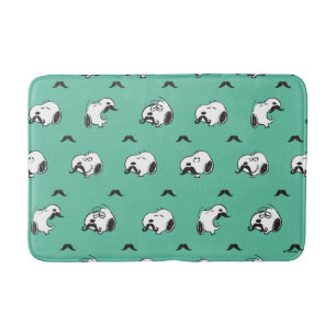 Snoopy Mustaches & Teal Pattern Bath Mat