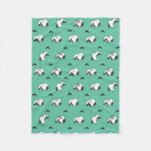 Snoopy Mustaches & Teal Pattern Pet Fleece Blanket