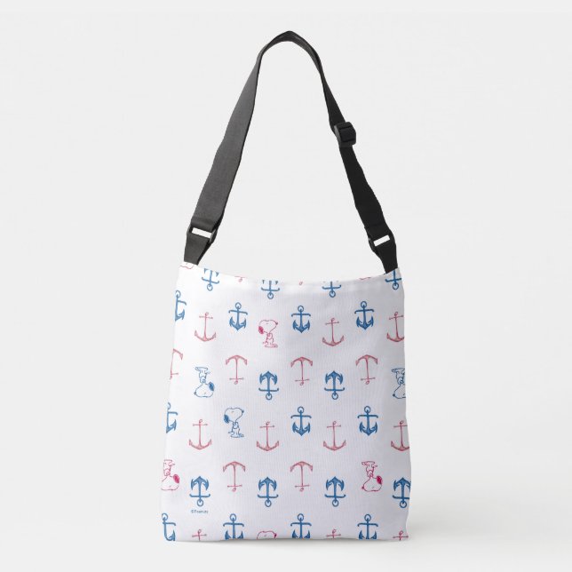 Snoopy Nautical Anchor Pattern Crossbody Bag (Front)