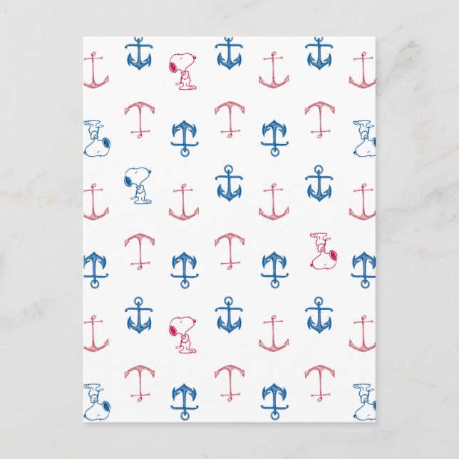 Snoopy Nautical Anchor Pattern Postcard (Front)