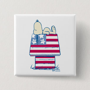Snoopy on 4th of July Dog House 15 Cm Square Badge