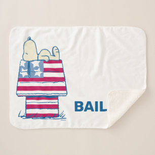 Snoopy on 4th of July Dog House Pet Sherpa Blanket