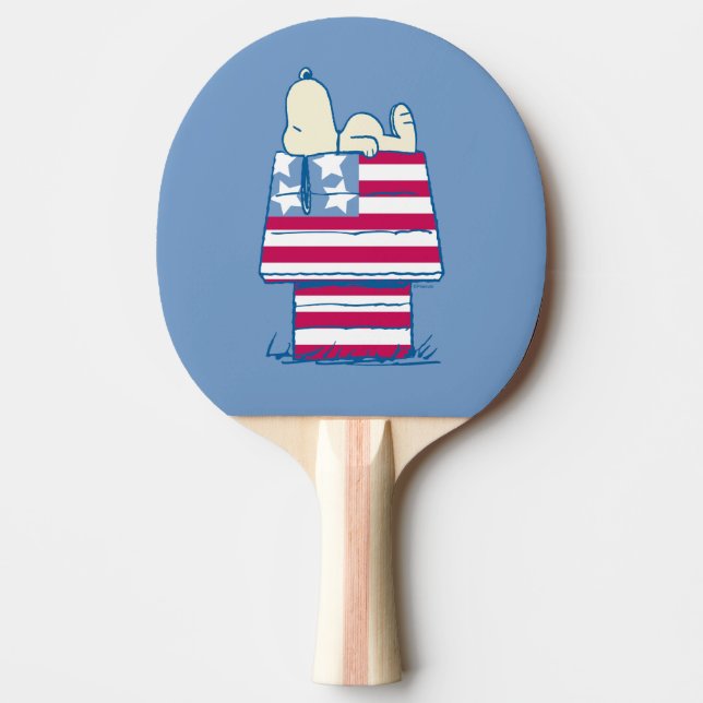 Snoopy on 4th of July Dog House Ping Pong Paddle (Front)