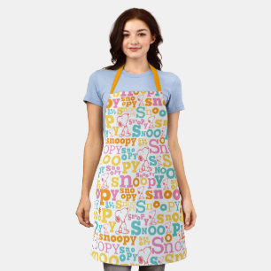 Snoopy Pastel Text Pattern Apron