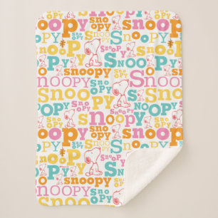 Snoopy Pastel Text Pattern Pet Sherpa Blanket