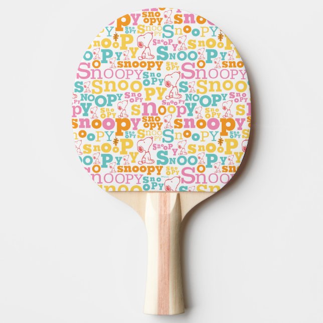 Snoopy Pastel Text Pattern Ping Pong Paddle (Front)