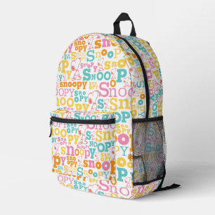 Snoopy Pastel Text Pattern Printed Backpack